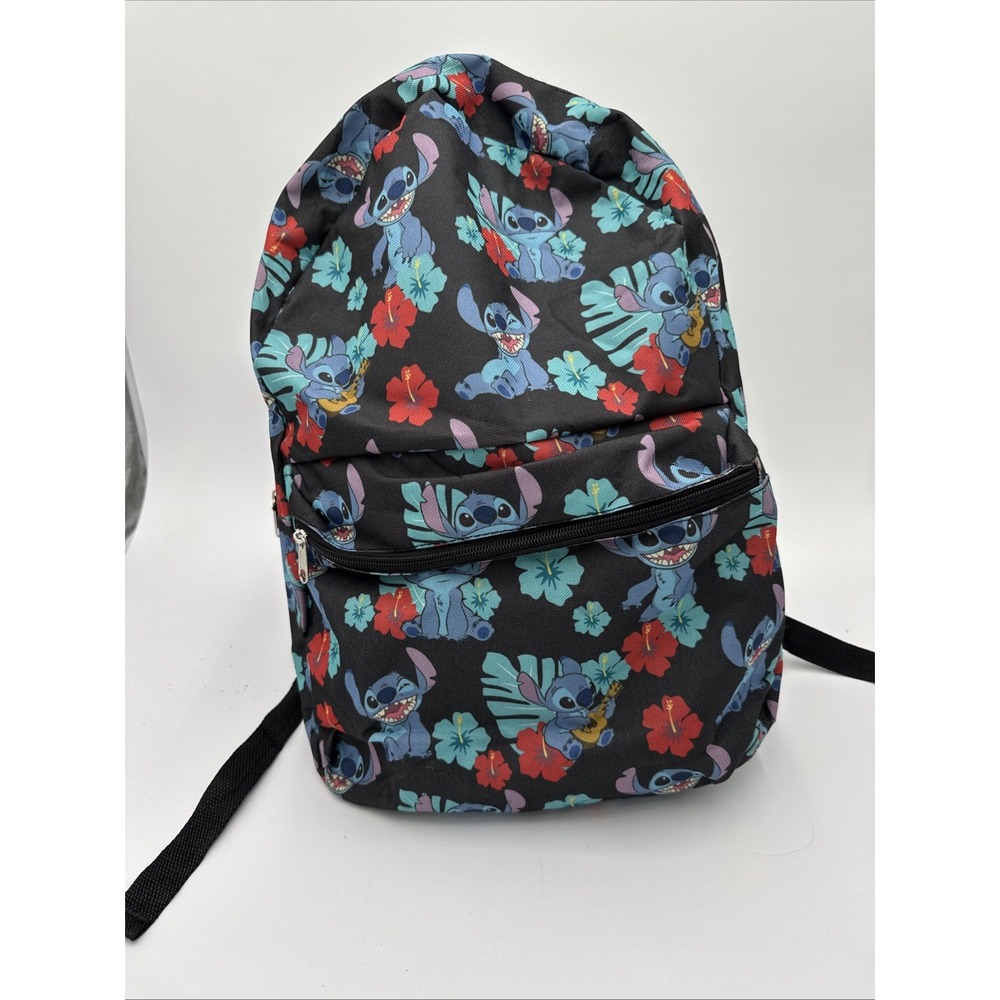 Disney Stitch Backpack Floral Print Hawaiian‎ School Bag